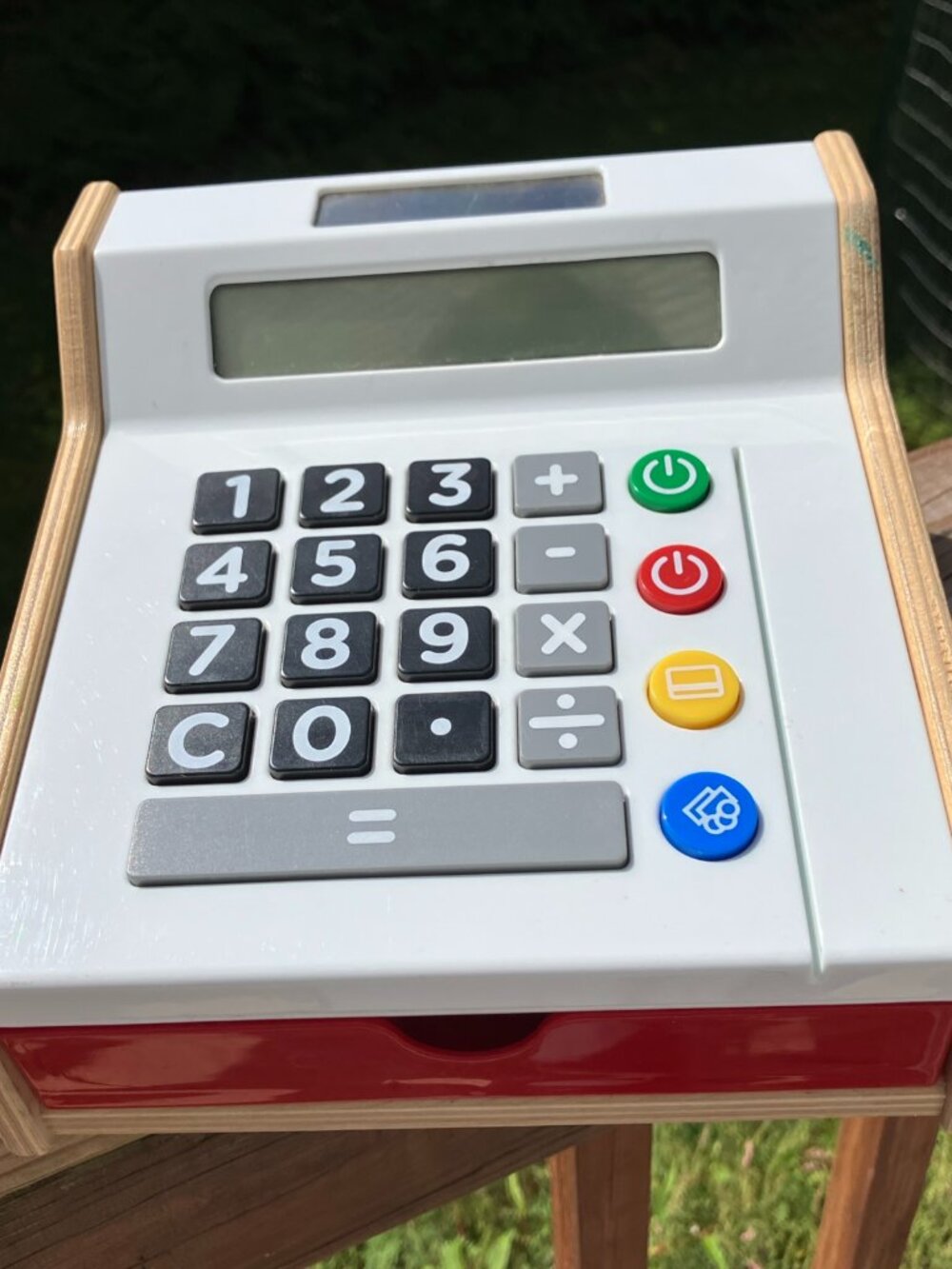 IKEA Duktig Wooden Kids Toy Shop Till Cash Register Solar Calculator WORKS!